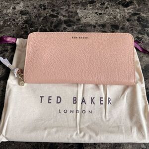 Ted Baker Women's Zip Around Wallet Leather Taupe Sunken Zip Padlock Charm